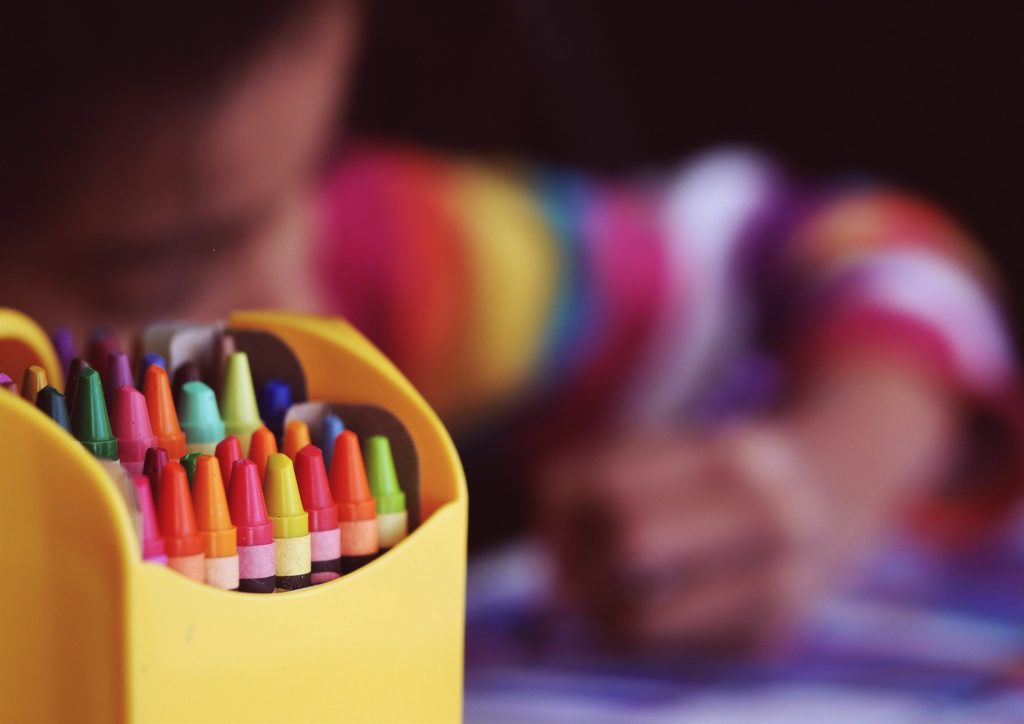 Montessori method: child coloring 