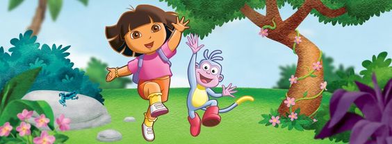 educational cartoons children : Dora the explorer and babouche jumping