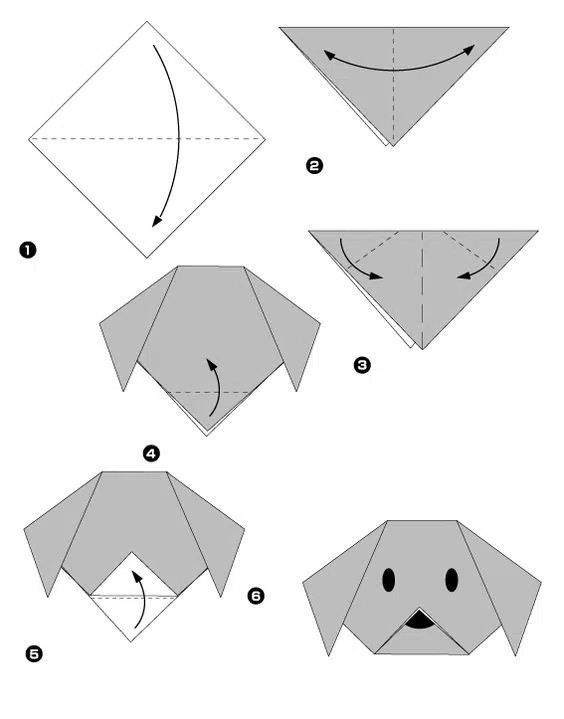 Chien origami à réaliser avec les enfants