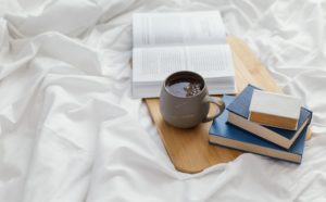Books on a bed